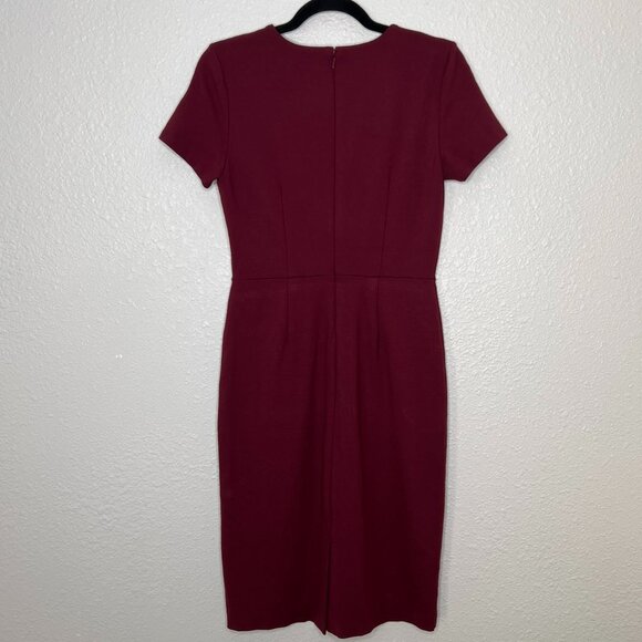 Ann Taylor | Maroon V-Neck Ponte Sheath Dress - Picture 2 of 2